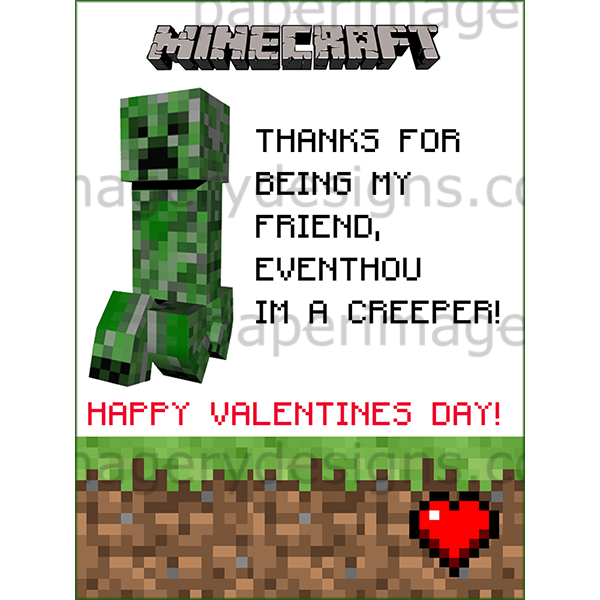 Minecraft Valentines Day Cards 1 For 5 00 Valentines Day Cards